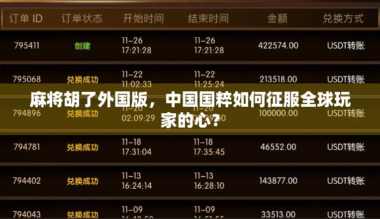 麻将胡了外国版，中国国粹如何征服全球玩家的心？