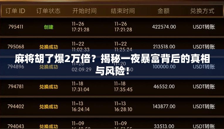 麻将胡了爆2万倍?揭秘一夜暴富背后的真相与风险!