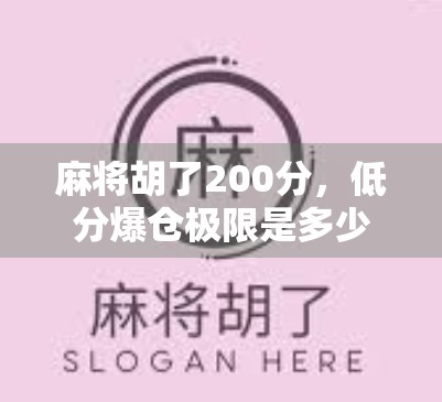 麻将胡了200分，低分爆仓极限是多少？揭秘你不知道的爆分真相！